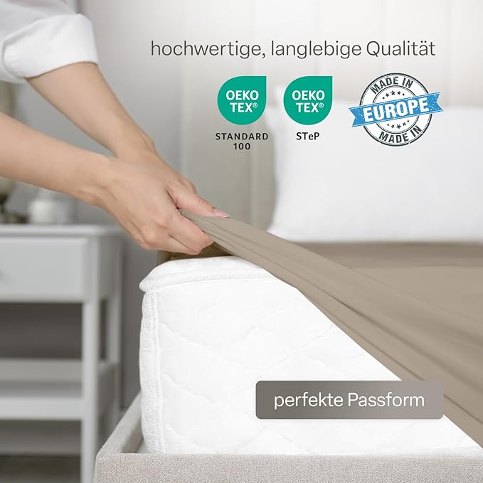 Jersey Luxus Spannbettlaken - 96% Baumwolle / 4% Elasthan – Bild 2